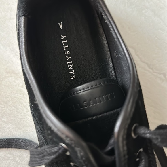 𝅺ALL Saints Black Marica Cow Suede Platform Sneakers Size 8 - Picture 5 of 8